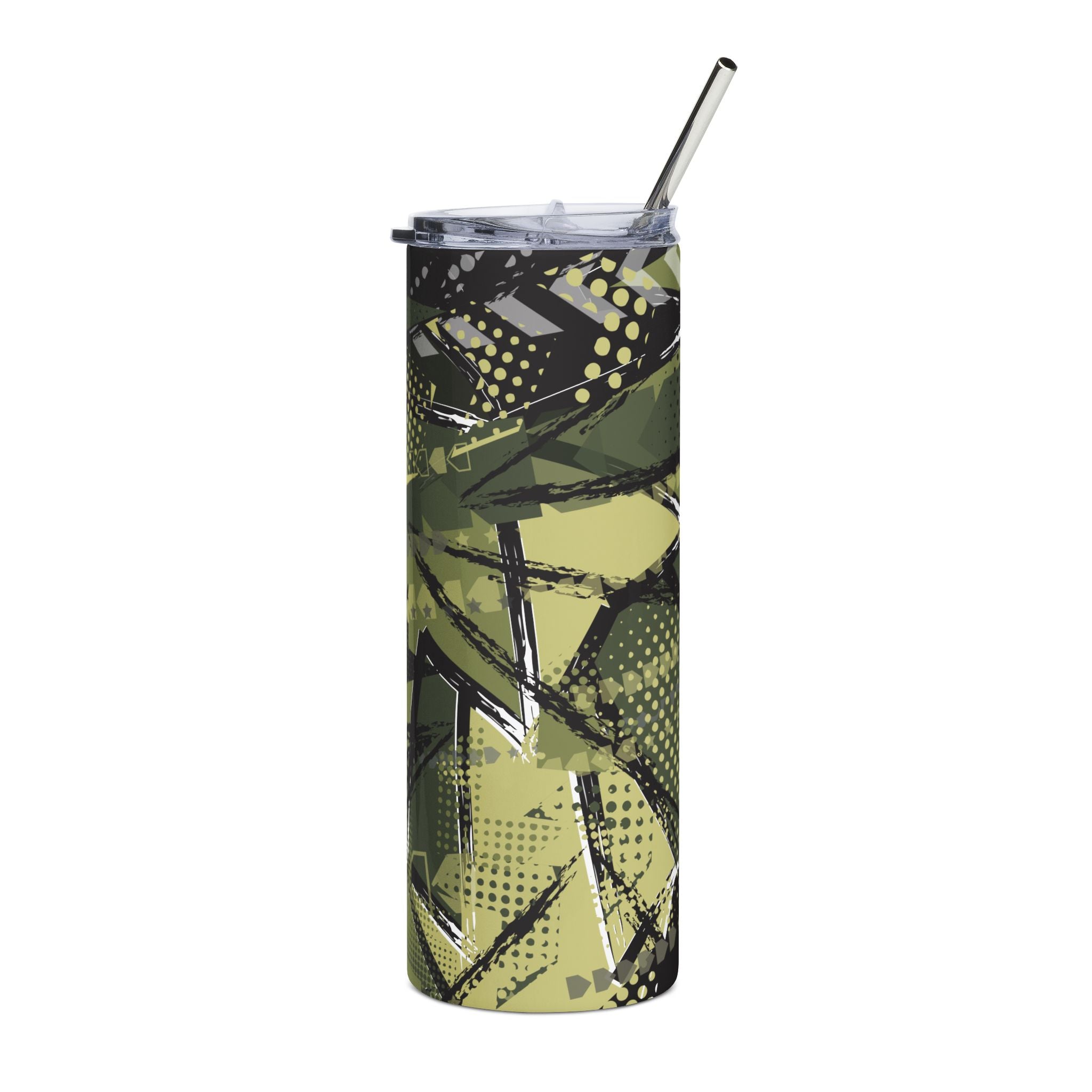 Camouflage Stainless Steel Tumbler - 20oz Travel Mug with Straw